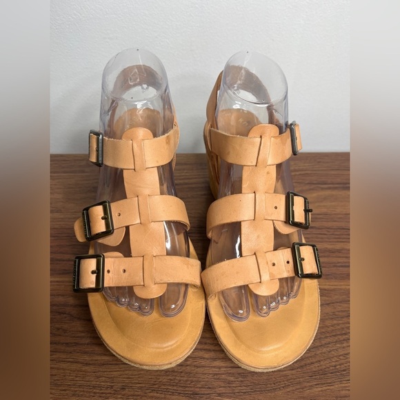 Kork Ease Magdelena Platform Leather Buckle Wedge Sandals Sz 8 Earthy Neutral - Picture 9 of 16